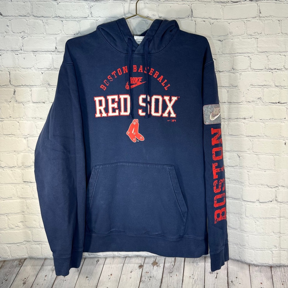 Nike Boston Red Sox Hoodie Mens Large Navy Blue Baseball Pullover Sweatshirt